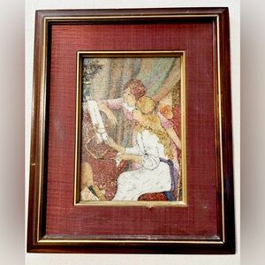 VTG 80's Handcrafted Gemstone Art Crushed Semi Precious Gemstones Signed Dated